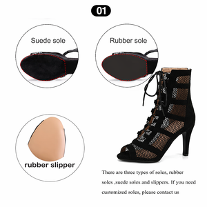 Nuevos Zapatos de Baile de Salón para Mujer, Negros/Leopardo, Tacones Altos, Botas de Baile con Punta Abierta, Stilettos, Botines de Baile Latino Tango, Talla Grande - Product Image 2