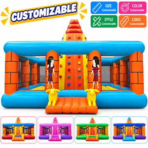 Ceyu <span class=keywords><strong>Castillo</strong></span> Hinchable Comercial con Techo Piramidal, Diseño de Ladrillo, Pilares de Colores y Muro de Escalada - Product Image 3