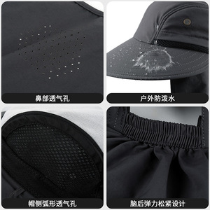 Qianqianwo Outdoor Sun Hat One Size Quick-drying Wide Brim Breathable Fishing Hiking Protection Hat - Product Image 4