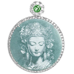 Pendentif en jade naturel de type jadeite chinois Dragon Loong Avalokiteshvara UNISEXE, jade de type eau bleue D711-D710-D712 - Product Image 6