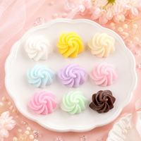 Cokelat Bunga Kawaii Artistik, Resin Cabochon Flatback untuk Kerajinan Model DIY, Aksesoris Rambut, Dekorasi Casing Ponsel