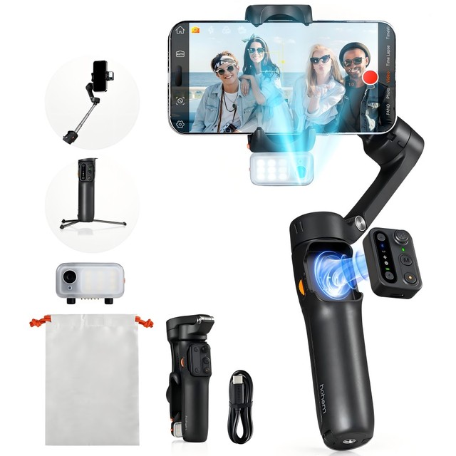 Hohem V3 Smartphone Stabilizer built-in Selfie Stick Portable Ai Face Tracking 3-Axis Phone Gimbal