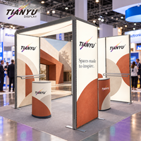 Stand d'exposition modulaire autoportant 3x3 6x6 avec boîte à lumière LED, en tissu tendu, avec crochets pour produits, pour salon professionnel