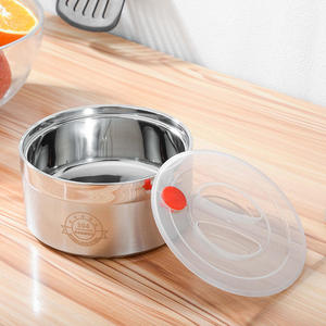 Boîte à lunch isotherme ronde de style japonais en acier inoxydable 304 de qualité alimentaire, mignonne, petite, à un, deux ou cinq niveaux, avec couvercle anti-fuite - Product Image 3