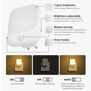โคมไฟกลางคืน LED ปรับได้สำหรับเด็กทารก ดีไซน์ทันสมัย แสงวอร์มไวท์ วัสดุ ABS น่ารัก ขนาดเล็ก ใช้ในห้องนอน พร้อมเซ็นเซอร์ตรวจจับความเคลื่อนไหว แบบเสียบปลั๊ก - Product Image 2