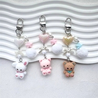 Porte-clés lumineux DIY motif chat et lapin en PVC, impression UV, design souple et respirant, multi-usage pour accessoires de téléphone