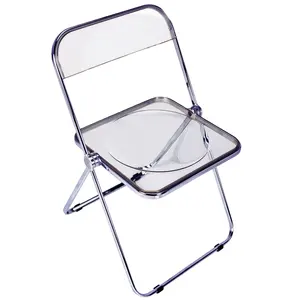 poltrona nórdico Suppliers-Cadeira de jantar transparente estilo nórdico dobrável, cadeira acrílica