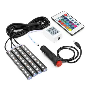 Carolyn Lampes d'ambiance décoratives 12V USB Cigarette Rgb Led Bande lumineuse de voiture 4 pièces 4 en 1 LED Pied Lumière ambiante pour voiture