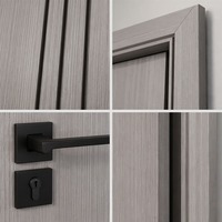Porte intérieure en MDF avec film PVC, design grain de bois, à rainures verticales, battante, pour chambre et salon