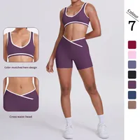 Ensemble de sport respirant à double face brossé, ajusté, taille croisée, pour la course à pied, le fitness et le yoga