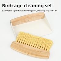 Kit de nettoyage magnétique en bois pour cage à oiseaux avec brosse détachable, outils multifonctionnels et jouet pour oiseaux