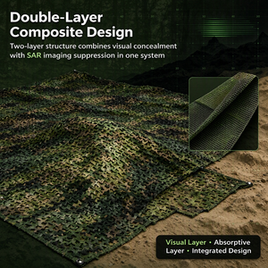 Filet de camouflage 3D en maille, bâche de camouflage, couverture extérieure pour la chasse, la pêche, le camping, nouveau filet anti-radar SAR double couche - Product Image 4