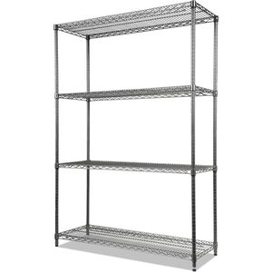 Kit de démarrage Alera à quatre étagères 48L x 18P x 72H Noir Anthracite, étagères métalliques pour rangement de chaussures, en acier inoxydable et plastique, pour salon - Product Image 6