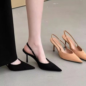 Mules compensées en cuir PU pour femmes, à bout pointu, style mode, à enfiler, pour l'extérieur, avec semelle extérieure en caoutchouc, été - Product Image 5