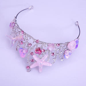 Diademas de Moda Estilo Oceánico <span class=keywords><strong>para</strong></span> Niñas, Tocado Floral Nupcial de Princesa <span class=keywords><strong>para</strong></span> Fiesta, Corona de Cumpleaños con Gemas y Cola de Pez - Product Image 2