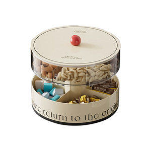Luxury Rotating Candy Bowl With Lift Top For <b>Coffee</b> <b>Table</b> Storage 3 Tier Design Large Capacity Fruit Platter Organizer - Product Image 3