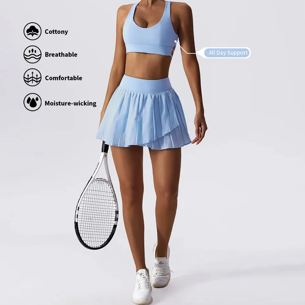 Séchage rapide pour femmes 2 pièces vêtements de tennis en plein air Fitness entraînement sport culture Sport Tennis ensemble