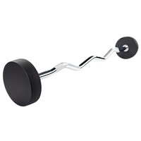 Barre EZ fixe recouverte de caoutchouc pour la musculation des biceps et des triceps en salle de sport, de 10 kg à 55 kg, usage commercial