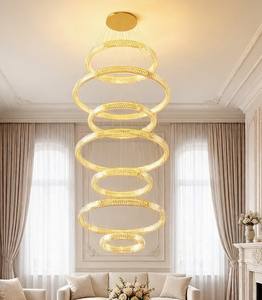 Lustre de plafond en cristal K9 à anneaux ronds, idéal pour villa, salle à manger, loft et escalier – Vraiment à acheter ! - Product Image 1