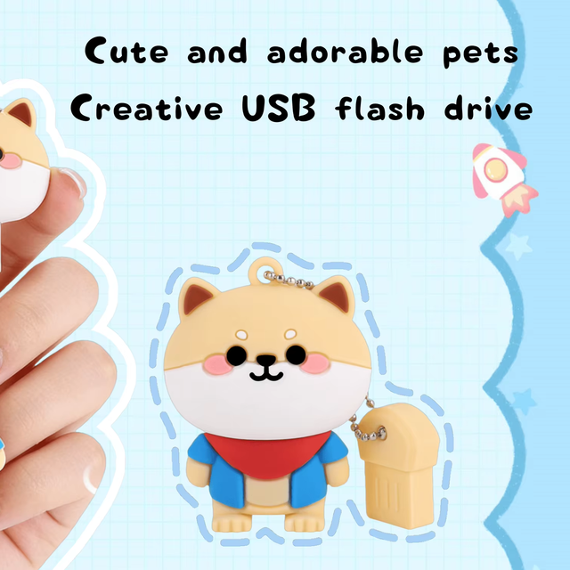 New Silicone 3D Corgi Cartoon Design High-Speed 32GB USB 2.0 Flash Drive for Sample Exhibition and Bidding Creative Gift.