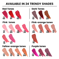 Rouge à lèvres liquide mat vegan au design nouveau, haute pigmentation, longue tenue et imperméable, 24 couleurs, option de logo personnalisé, faible MOQ