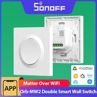 Interruptor de Pared Inteligente SONOFF Orb-MW2 Matter sobre WiFi de 2 Canales, 16A, Carga Total de Doble Canal, Modo de Relé Desconectable, Control Remoto MINI-2GS-E
