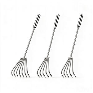 Râteau de jardin manuel en acier inoxydable avec manche métallique, 3/5/7 dents, cultivateur multi-longueurs, outil de jardinage <span class=keywords><strong>pour</strong></span> ferme, cour, plage et coquillages - Product Image 3