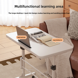 Table d'appoint mobile moderne réglable en hauteur avec barre transversale renforcée, fente pour <span class=keywords><strong>tablette</strong></span>, roulettes verrouillables, table pour <span class=keywords><strong>ordinateur</strong></span> <span class=keywords><strong>portable</strong></span> pour canapé-<span class=keywords><strong>lit</strong></span> - Product Image 4