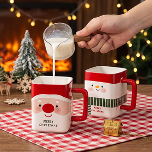 400ml Christmas Design Stoneware Square Milk <b>Mug</b>-Reusable Food Safe Gift for Home or Party Use - Product Image 1