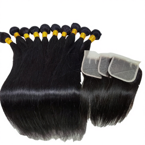 Cheveux humains brésiliens Remy en gros, lisses, 12 pouces, lot de tissage, 12A, double trame à la machine, toutes les couleurs, sans nœuds, sans perte, teints - Product Image 1