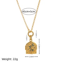 Collier de luxe léger en cuivre peint, motif Porte du Ressuscissement à ouverture et fermeture, fleur peinte à la main, cœur, chaîne en bambou, chaîne de pull