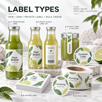 Étiquettes adhésives en papier alimentaire en vrac, impression couleur, découpe à la presse, finition mate, étiquettes en rouleau pour bouteilles de jus