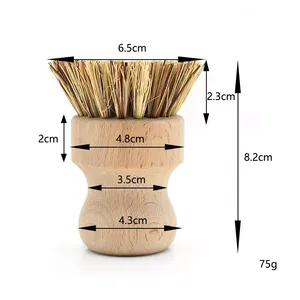 Kitchen Bamboo Dish <b>Scrub</b> <b>Brushes</b> Wooden Cleaning Scrubber with Natural Bristles - Product Image 2