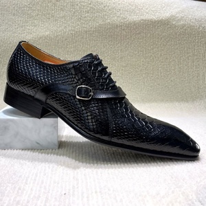 Chaussures Oxford pour hommes en cuir véritable, style britannique, à bout fermé, à enfiler, motif patchwork, pour affaires, bureau, automne, mariage, collection 2026 - Product Image 6