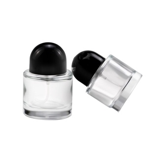 30ml 50ml 100ml sang trọng dễ thương rõ ràng chai nước hoa thủy tinh với màu đen/trắng sương phun cap mỹ phẩm bao bì <span class=keywords><strong>container</strong></span> - Product Image 1