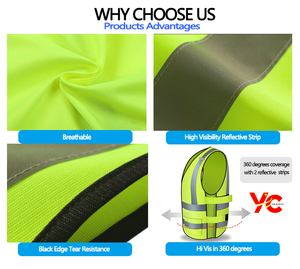 <span class=keywords><strong>Gilet</strong></span> de sécurité haute visibilité jaune/<span class=keywords><strong>orange</strong></span> fluorescent avec fermeture éclair sur le devant, logo personnalisé, imperméable, classe ANSI 1/2, clignotant LED - Product Image 5
