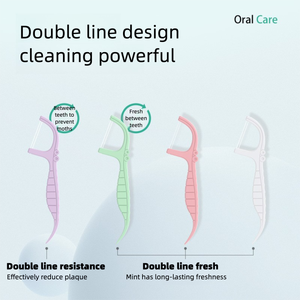 Thêm Grip Flosser kép 60pcs mỗi túi biểu tượng tù<span class=keywords><strong>y</strong></span> chỉnh dual-hành động nha khoa xỉa Picks cá nhân gói xỉa dính hai dòng - Product Image 2