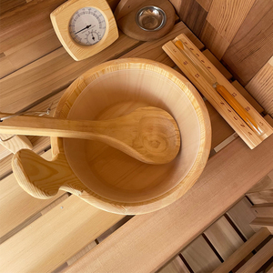 Sauna à vapeur carré extérieur pour 2 à 4 personnes, construction en cèdre rouge avec verre teinté, chauffage 6 kW, pour jardin, patio, cour. - Product Image 5