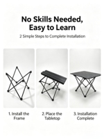 Table pliante d'extérieur en acier au carbone, table et chaise portables pour camping, table en forme d'œuf, ensemble d'équipement et fournitures d'extérieur