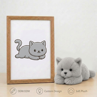 Fabricant de jouets en peluche chat gris personnalisés, prototypage rapide, poupée chat douce pour cadeau d'anniversaire, mascotte commerciale, vente en gros, faible MOQ, OEM, ODM