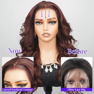 Produits de beauté pour femmes pré-plumé délié 13x4 HD Transparent Lace Front Curl perruques, perruque de cheveux humains brésiliens de couleur châtaigne - Product Image 2