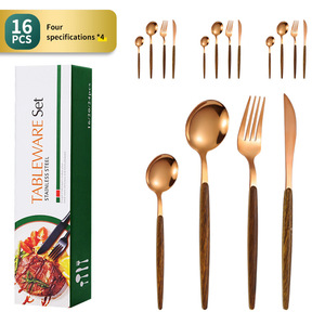 Stainless Steel Tableware Set 16Pcs Portuguese Style Western Cutlery Gift <b>Box</b> Durable Dinnerware - Product Image 3