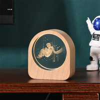 Pas cher En Gros Personnalisé 3D Photo Cristal Cadres Photo Avec Des Lumières À L'intérieur De La Lampe De Table En Bois pour La Décoration De La Maison