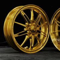 Ruedas de Motocicleta Forjadas XINLAI Personalizadas, Acabado Dorado Pulido, Diseño de Rayos Divididos y Borde Profundo, 12-13 Pulgadas para Vespa GTS Sprint Primavera LX PX