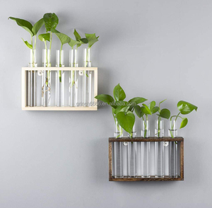 Stazione di Propagazione Piante 2022, Vaso Tubolare in Legno <span class=keywords><strong>da</strong></span> Appendere, Fioriera in Vetro, Supporto per Terrario - Product Image 5