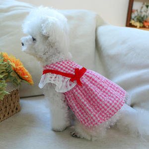 Produsen pakaian hewan peliharaan rok anjing kecil musim semi dan musim panas rok <span class=keywords><strong>Tartan</strong></span> pakaian anjing - Product Image 4