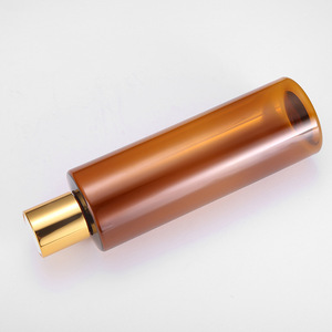 Brown Pet <b>Plastic</b> <b>Empty</b> <b>Bottle</b> 250Ml Flat Shoulder Toner <b>Bottle</b> With Electroplated Aluminum Cap Cosmetic <b>Bottles</b> - Product Image 3