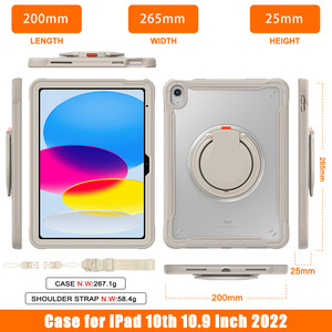 Étui pour tablette iPad 11e génération 2025 avec support rotatif, sangle de poignet 12,9 pouces, étui de protection intégral antichoc - Product Image 2