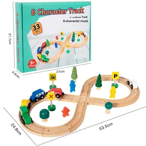 Modèle de train en bois pour enfants 1:<span class=keywords><strong>24</strong></span> avec rails en forme de huit pour l'apprentissage pratique et le développement cérébral, jouet de piste 3D pour les 4-6 ans - Product Image 6