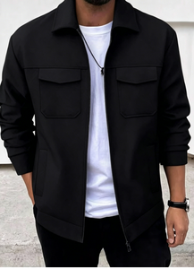 Automne hommes décontracté à manches longues jeunesse hommes Jacquard poche col rabattu veste - Product Image 5